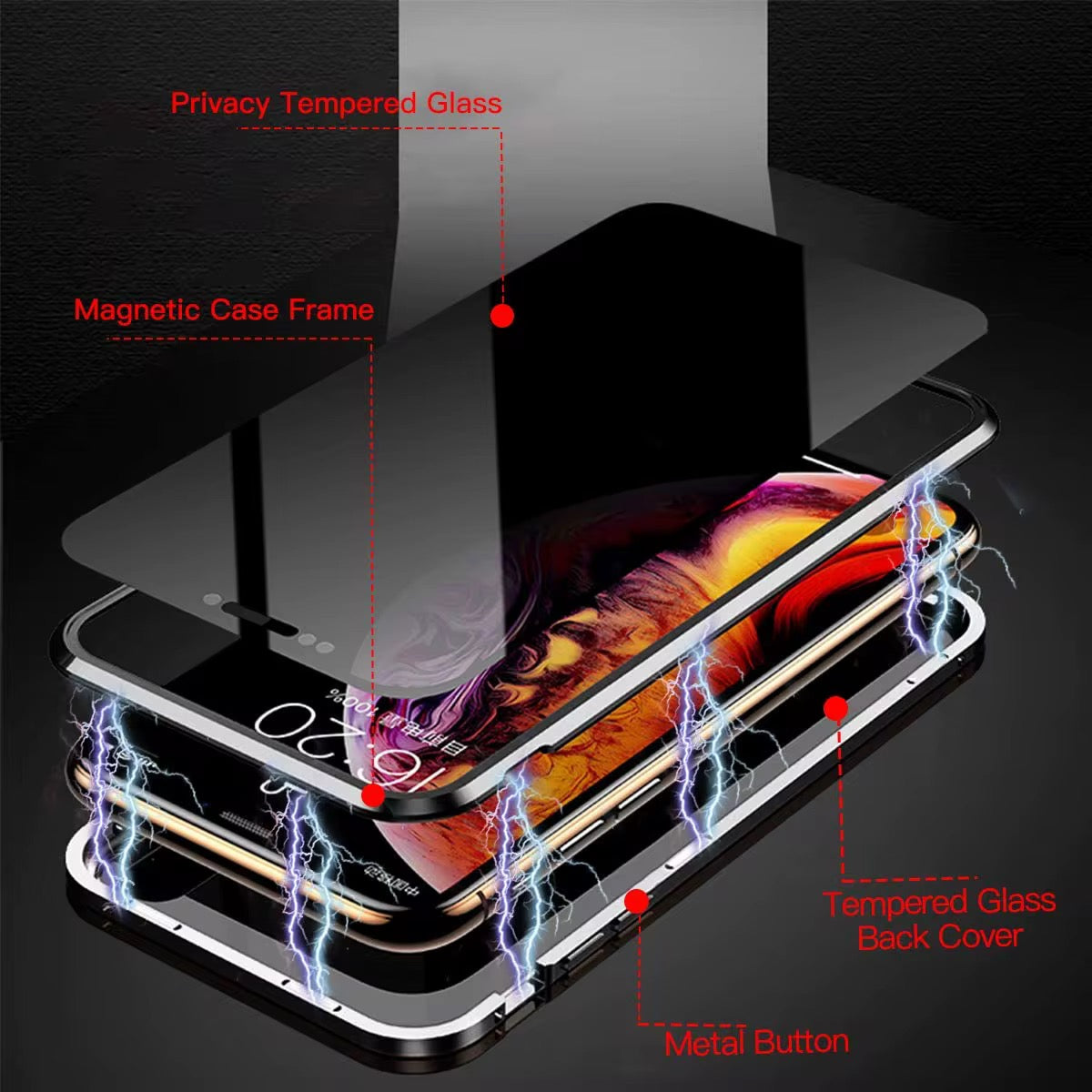 Magnetic 360 Full Protection Double Sided Tempered Glass Anti Peeping Privacy Screen. iPhone 12-16 series. Buy one get one free+free EarPod. Cash on delivery within Accra and tema only. Delivery within 24 hours after placing order.