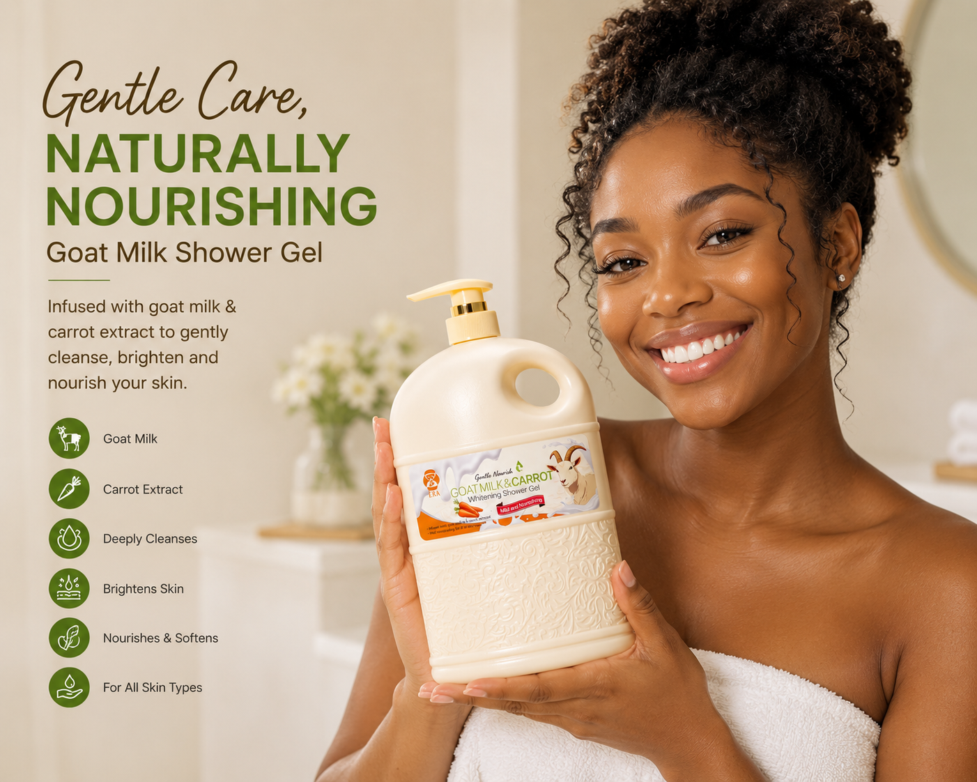 Goat milk Brightening shower gel 2liters. Free delivery within Accra if you order today. Outside Accra is payment before delivery.